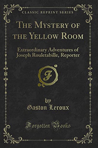 Black book cover with ornate gold frame and title: “The Mystery of the Yellow Room.”