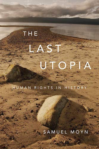 Book cover: "The Last Utopia" with a landscape of water and rocks.