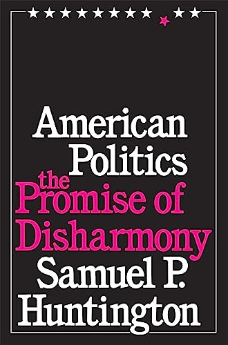 Book cover: "American Politics" by Samuel P. Huntington, black and pink text.
