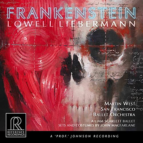 CD cover for "Frankenstein" ballet, featuring red and white skull imagery.