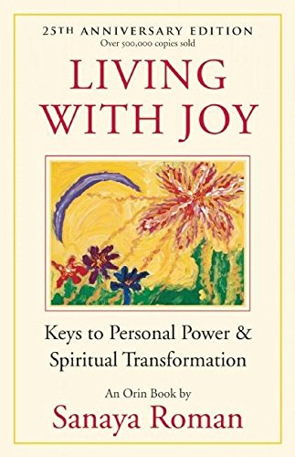 Book cover for Living with Joy by Sanaya Roman with abstract floral art illustration.