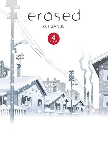 Erased, Vol. 4" manga cover: snowy rooftops and power lines.