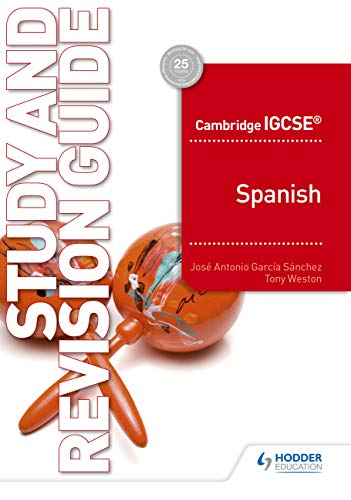 Cambridge IGCSE Spanish study guide cover with maracas.