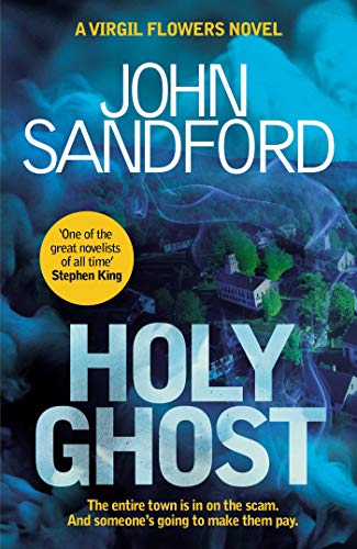 Book cover for "Holy Ghost" by John Sandford, featuring a misty town scene.