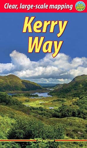 Front cover of Kerry Way map featuring a landscape of green hills and lakes.