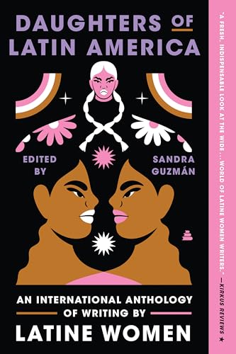 Book cover: "Daughters of Latin America," featuring illustrated faces and floral motifs.