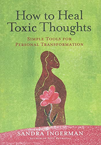 Book cover: "How to Heal Toxic Thoughts" with a figure and flower.