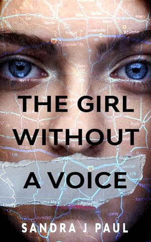 Close-up of eyes with a map overlay and taped mouth; book cover.