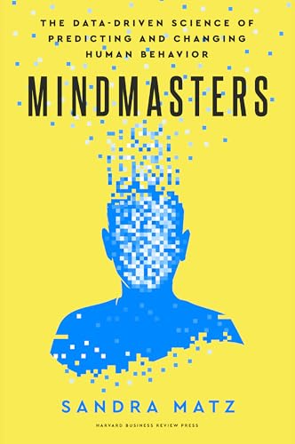 Yellow book cover with a pixelated blue head silhouette, “Mindmasters” title.