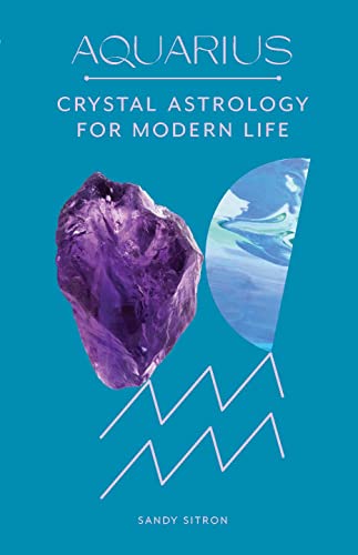 Book cover for "Aquarius" with amethyst crystal and abstract design.