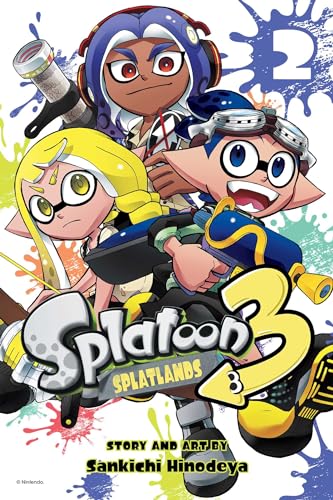 Manga cover featuring three Splatoon characters with ink splatters and the Splatoon 3 logo.