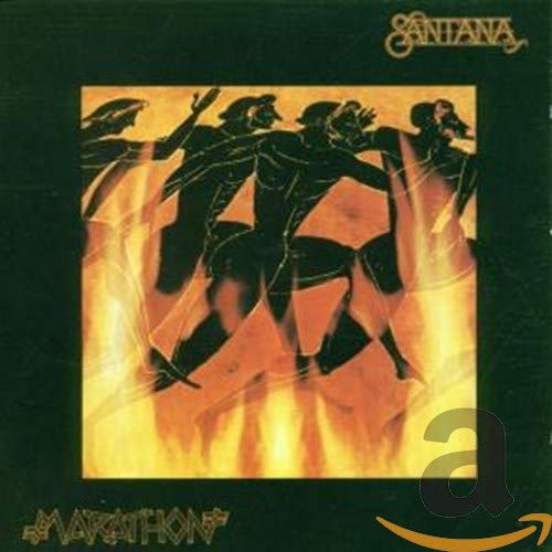 Santana “Marathon” CD cover: black background with figures in orange.
