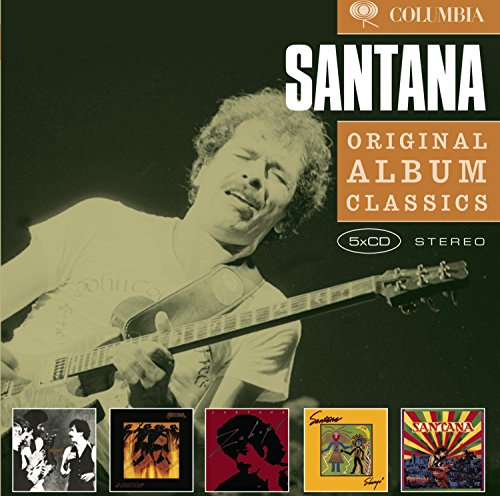 Santana 5xCD box set featuring a guitarist and album covers.