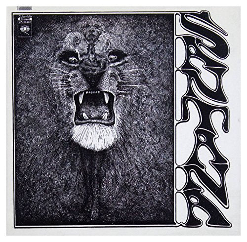 CD cover of Santana’s debut album featuring a black and white lion portrait.