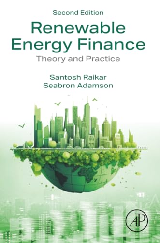 Book cover: "Renewable Energy Finance" with green cityscape on Earth.