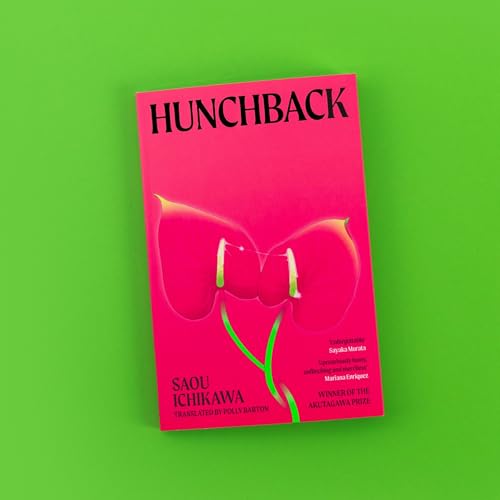 Pink book cover with white text reading "Hunchback" and abstract floral design.