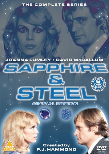 DVD cover for "Sapphire & Steel" featuring Joanna Lumley and David McCallum.
