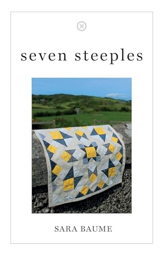 Book cover featuring a yellow and gray patchwork quilt on stone.