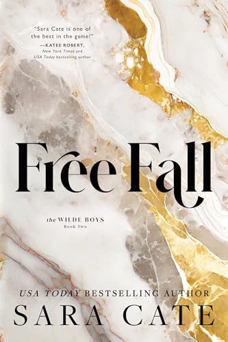 Book cover with gold marbled texture and bold title "Free Fall".