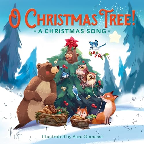 Book cover depicting forest animals gathered around a decorated Christmas tree.