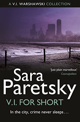 Book cover: dark cityscape, beach, and author name Sara Paretsky.