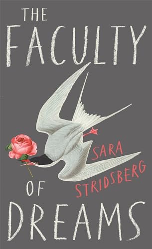 Book cover: “The Faculty of Dreams” by Sara Stridsberg, bird and rose.