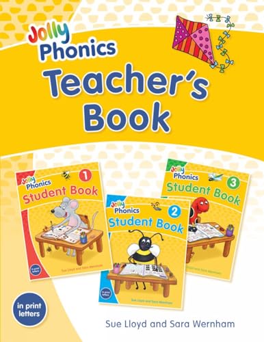Jolly Phonics Teacher's Book cover featuring a kite and three student book covers below.