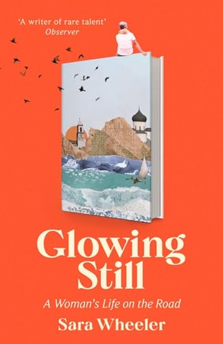 Book cover with a person sitting on a book featuring a landscape illustration.