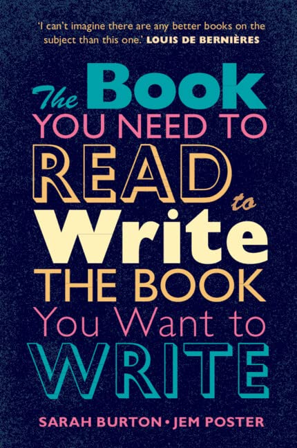 Book cover with bold, colorful text about writing fiction.