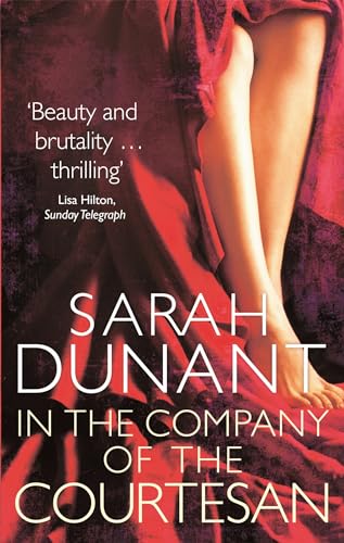 Book cover: legs draped in red fabric, title “In The Company Of The Courtesan.”