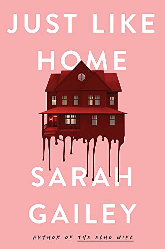 Book cover: red house with dripping paint, title "Just Like Home".