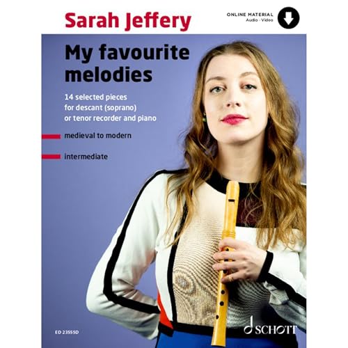 Sheet music cover featuring a woman with a recorder, titled "My Favourite Melodies".