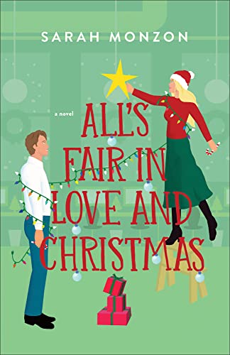 Book cover: couple decorating a Christmas tree, red title text.