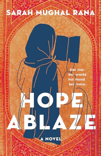 Book cover: Silhouette of a woman reading, with orange and navy design.