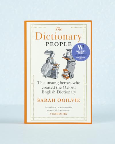 Book cover: "The Dictionary People" with illustrated figures and orange trim.