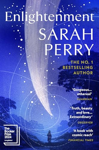 Book cover for “Enlightenment” by Sarah Perry, with a celestial, mountainous scene.