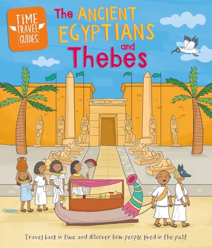 Book cover depicting ancient Egyptian scenes with people, temples, and palm trees.
