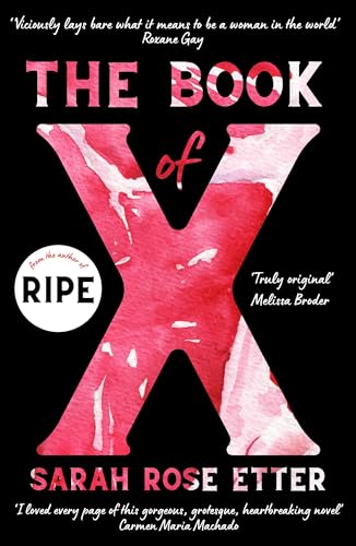 Book cover: “The Book of X” with red watercolor and black background.