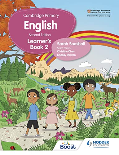 Cambridge Primary English Learner’s Book 2 cover with children and nature scene.