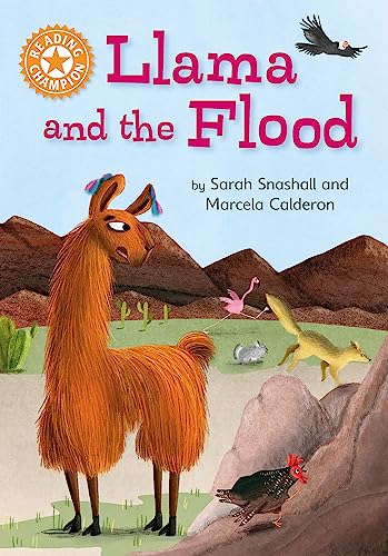 Book cover: orange llama with other animals, mountains in background.