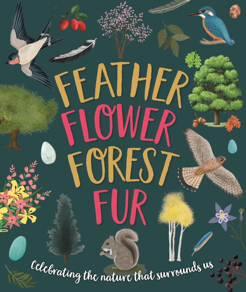 Book cover with illustrated birds, plants, trees, and a squirrel.