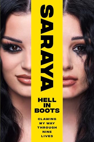 Book cover: Saraya, with split image and bold yellow title text.