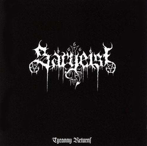 Black CD cover with ornate white band logo and pentagrams.