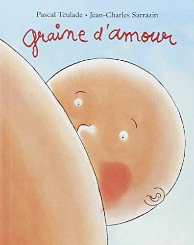 Illustration of a baby's face near a larger, peach-toned shape.