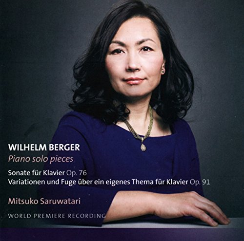 CD cover featuring pianist Mitsuko Saruwatari in a blue dress.