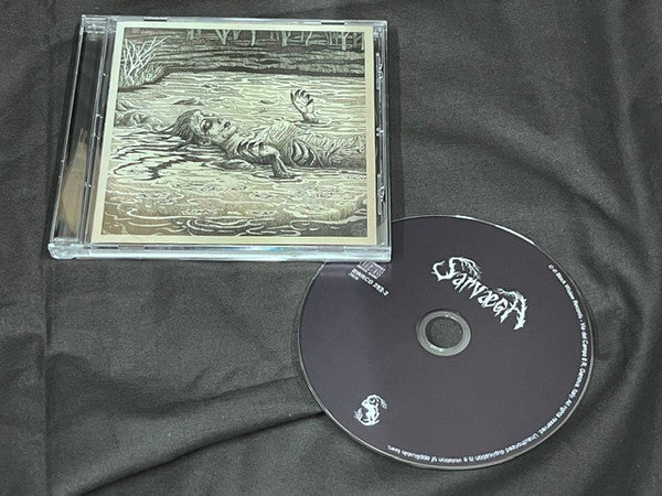 CD case and disc for Sarvaega’s “Postumo” album, black and white artwork.
