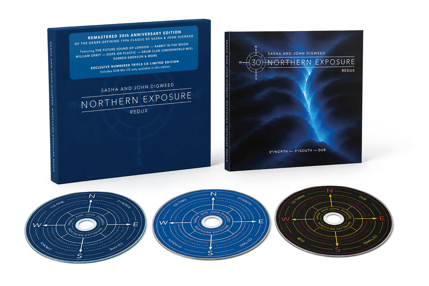 CD case for Sasha & John Digweed’s “Northern Exposure Redux” 30th anniversary edition.