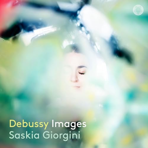 Blurred portrait of a woman with “Debussy Images” text overlay.