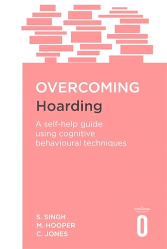 Red book cover with white text: "Overcoming Hoarding," authors listed below.