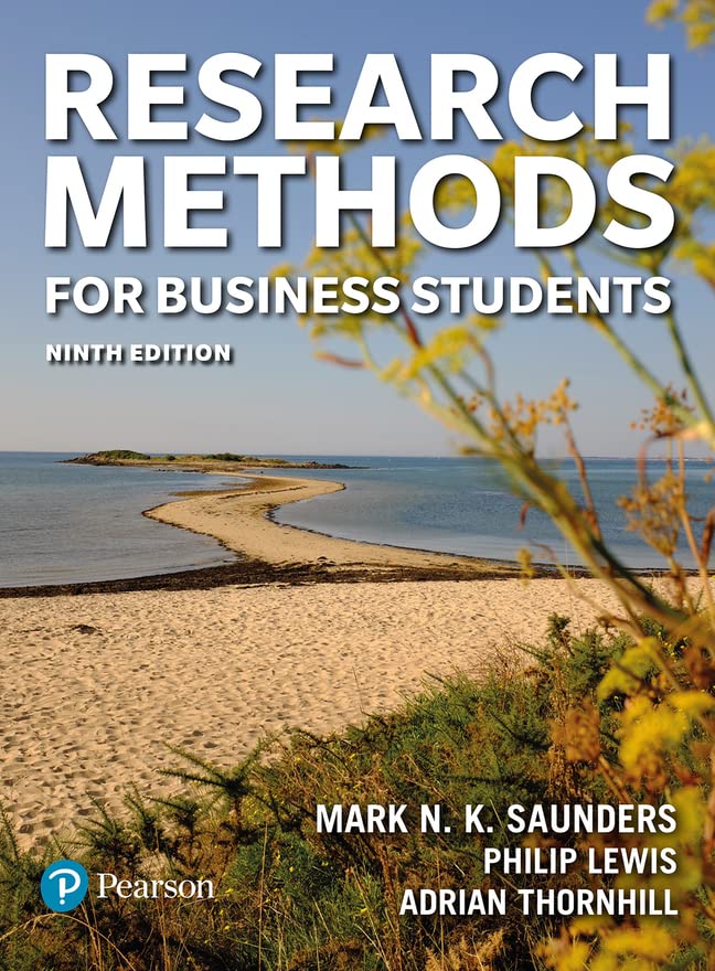 Textbook cover: "Research Methods for Business Students," ninth edition.